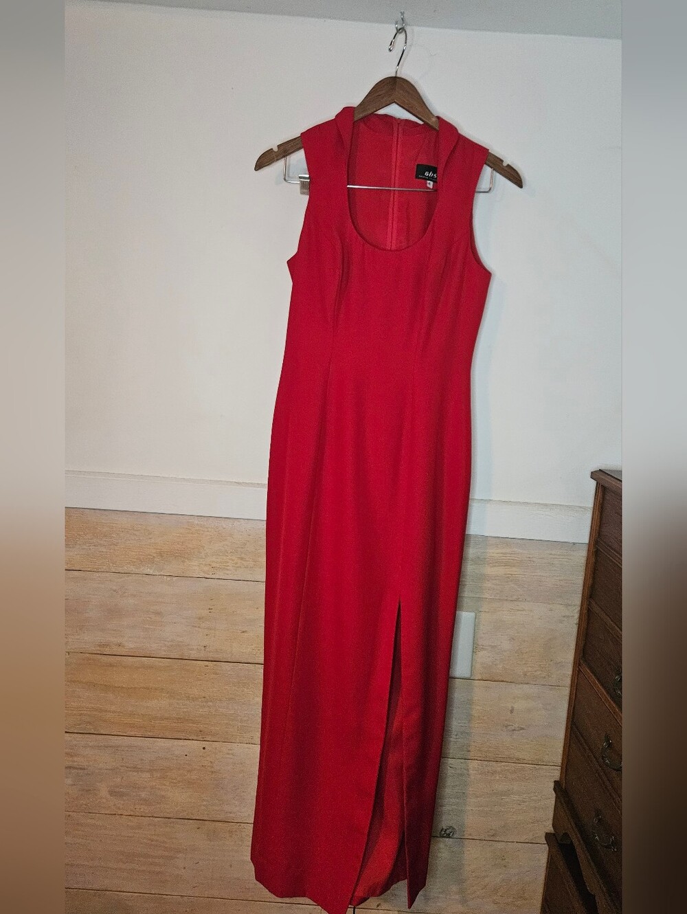 Vintage fitted midi dress. Halter Raised collar detail formal dress